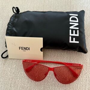 Fendi Red Cut Out Cat-Eye Sunglasses